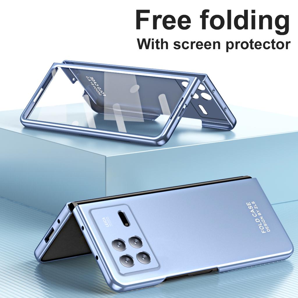 For Xiaomi Mix Fold 3 5G Hard PC Phone Protection Case Shock-Absorption Cover with Tempered Glass Film