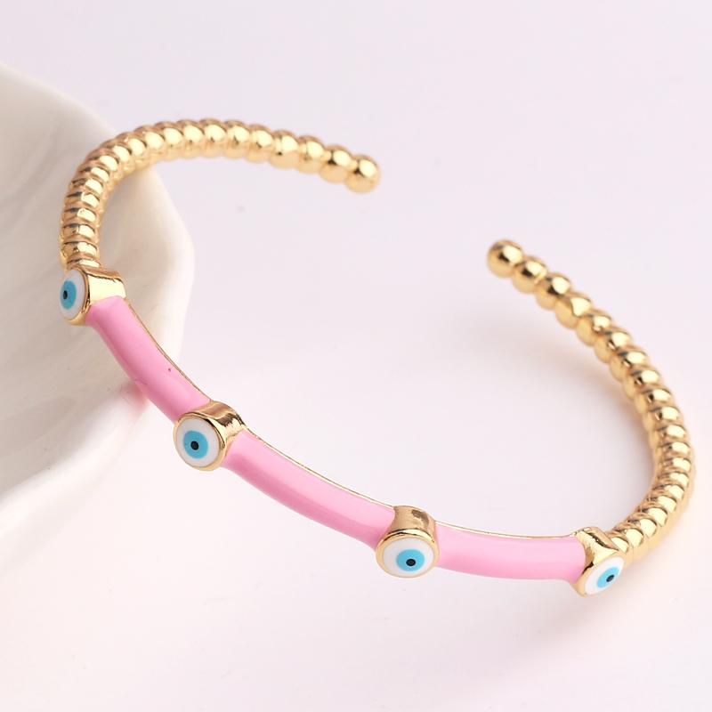High Quality Fashion Drip Oil Hand Jewelry Gold Color Colorful Enamel Turkish Lucky Evil Eye Bangle Bracelet For Women