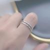 Adjustable Open Ring Women Men Double Layer Wavy Texture Minimalist Plated Geometric Band Vintage Chic Jewelry