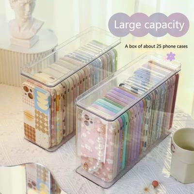 Storage Box Large Capacity Transparent Desktop Mobile Phone Case Container Household
