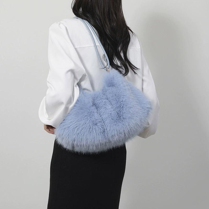 Faux Rabbit Fur Plush Sholder Bag Fashion And Luxury Fur Bag Women's Bags A Good Choice Tosend Friends High-end Plush Tote Bag