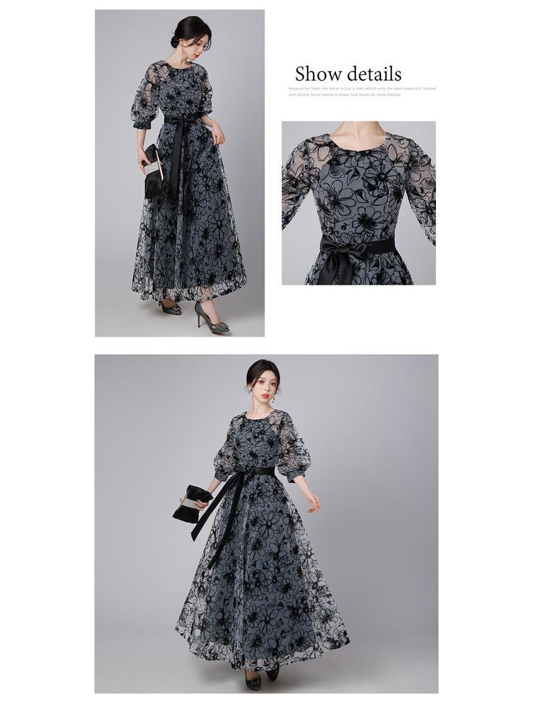 2025 Women's Plus Size Evening Banquet Dress - Slimming, Elegant, and Versatile Printed Design