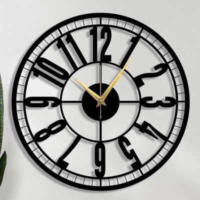 Stylish Watch Wall Clock with Numbers/Large Size Clock & Wall Ornament/Metal Outdoor Wall Clock for Bedroom, Office -Black