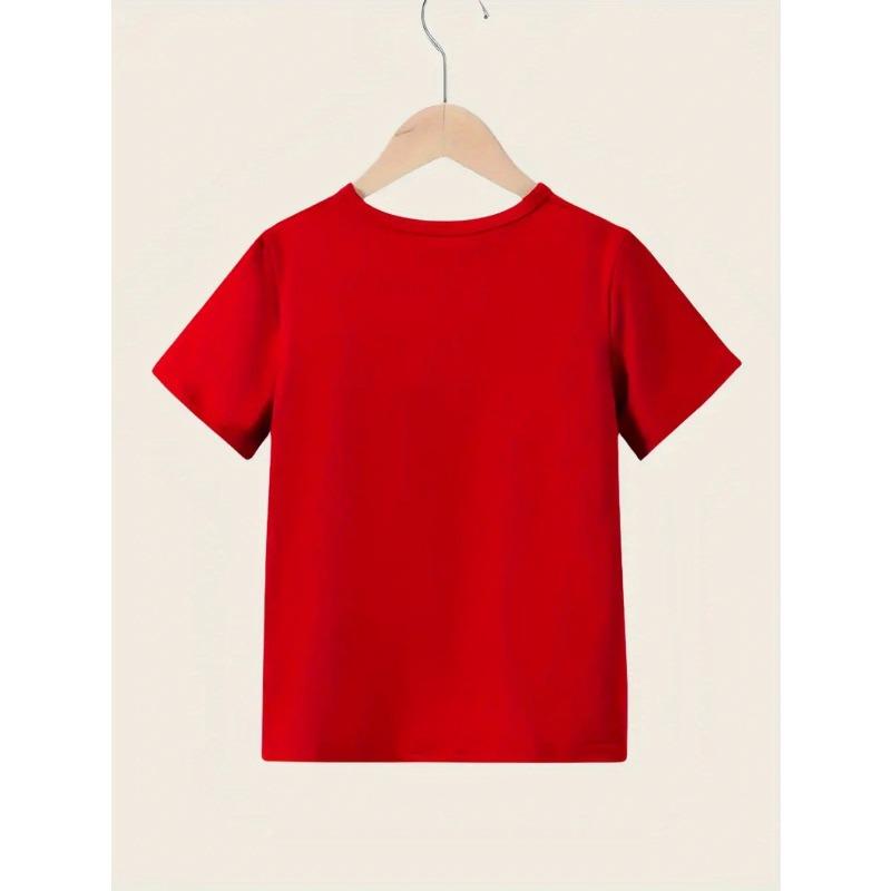 European sizes Girls' Round Neck T-Shirt, a Casual And Stylish Print Top