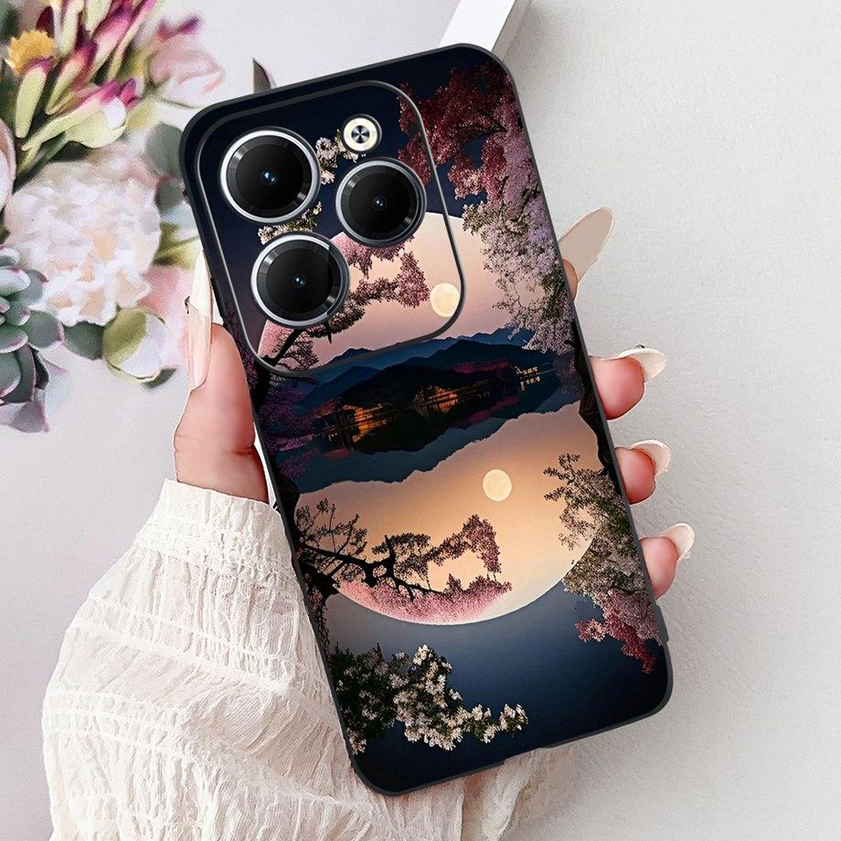 Dragon Koi Fish Landscape Phone Case For Infinix Hot 40i 40 Pro Back Cover Soft TPU Cartoon Bumper For Hot 30 30i 30 Play Shell