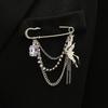 Metal Chain Tassel Chain Pin Butterfly Design Lapel Pin Chain Pendant Brooches  Wedding Party