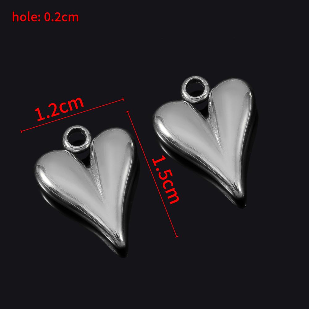 5pcs Stainless Steel Big Hole Heart Charms Pendants for DIY Jewelry Findings Women Necklace Bracelets Supplies Earrings Making