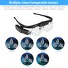 4.5X Magnifying Headset with LED Light Magnifying Glass Head Mounted Jewelry Loupe Magnifier with Multiple Lens 2 LED Lights for Crafting Clock Watch 