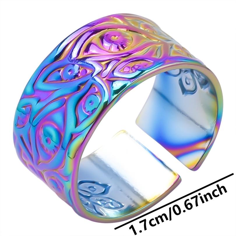 Rainbow Eye Horus Heart Star Ring Music Hip Hop Jewelry Stainless Steel Rings For Women Men Accessories Anillos Acero Inoxidable