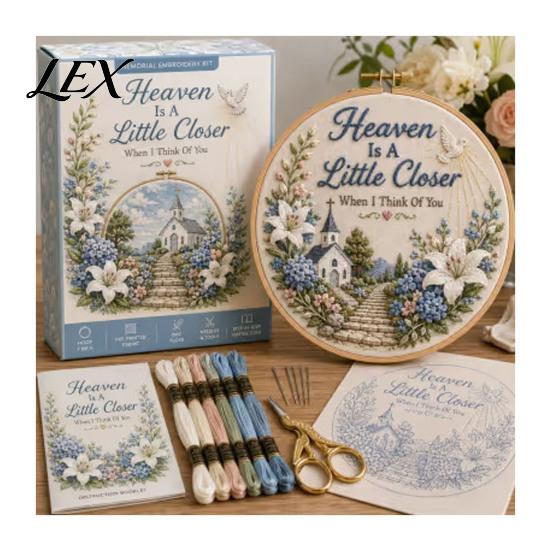 Holiday Theme Embroidery Projects Christmas Kit for Beginners, Pre-Printed Pattern Full Set Art And Craft Kits Adults of Tools, DIY Needlework Festive