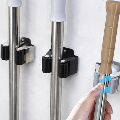 5/1 Pièces Clips Porte-Balai Auto-Adhésifs Acier Inoxydable Perçage Support Rangement Balai Mop Avec Vis Étagère Organisateur Cuisine Salle de Bain