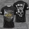 Moda creativa AC DC stampata T-shirt da uomo band rock tendenza estiva strada girocollo manica corta top abbigliamento unisex largo