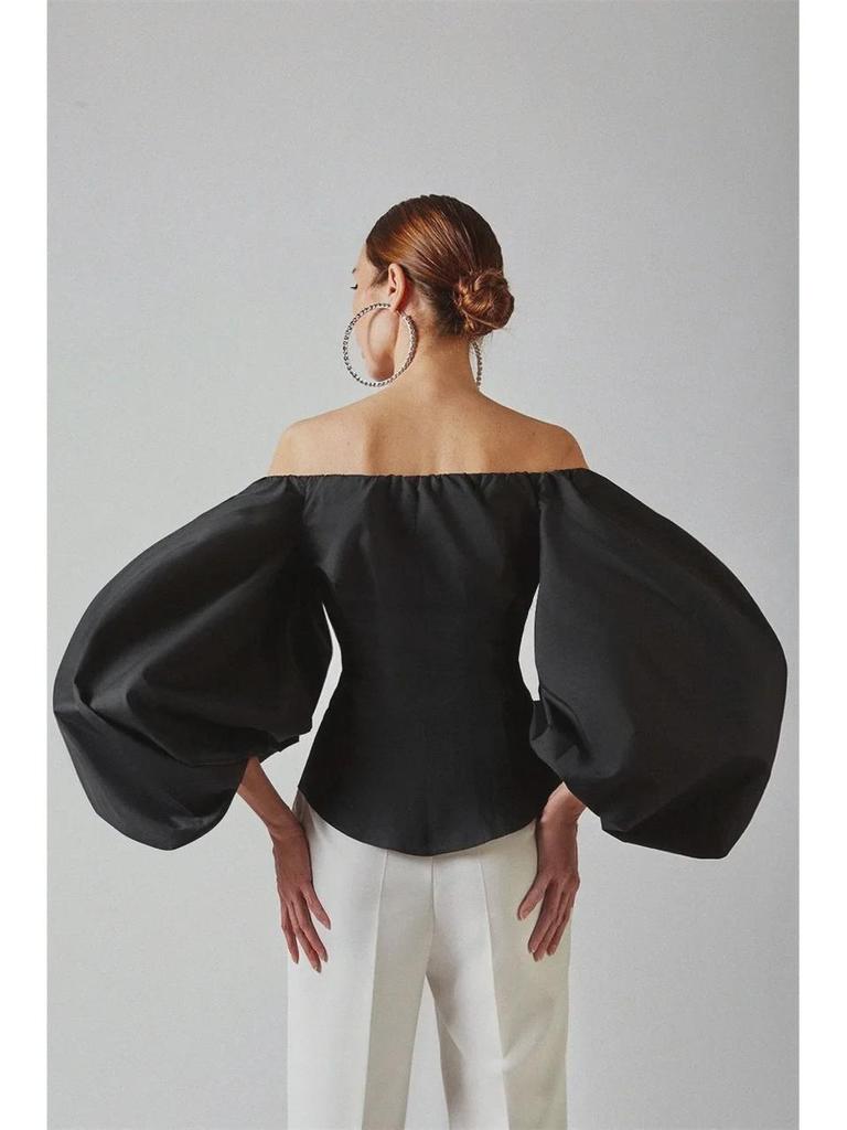 2022 Frühling/Sommer Cold Shoulder Pufflaternenärmel Damenoberteil
