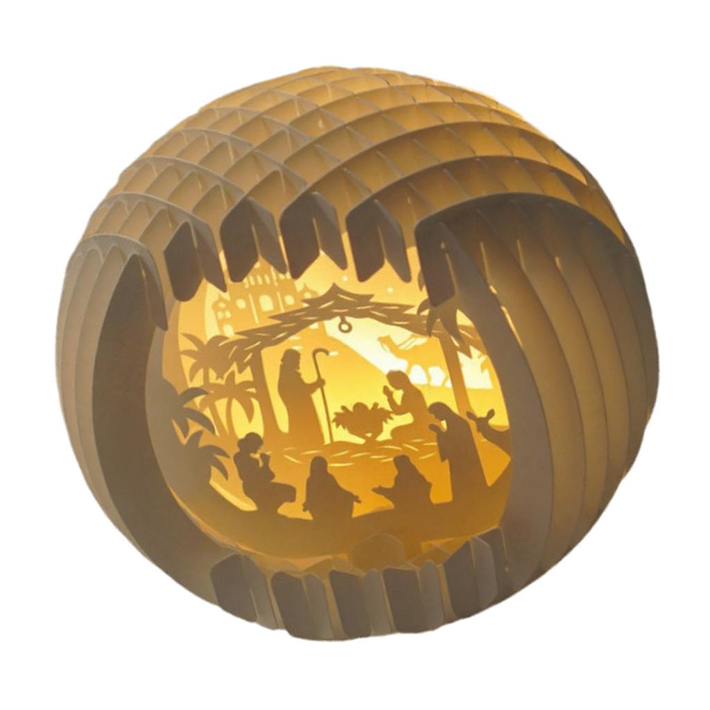 Light Up Nativity Scene Paper Christmas Jesus Decorations with LED Light Religious Christian Gifts Tabletop Ornament