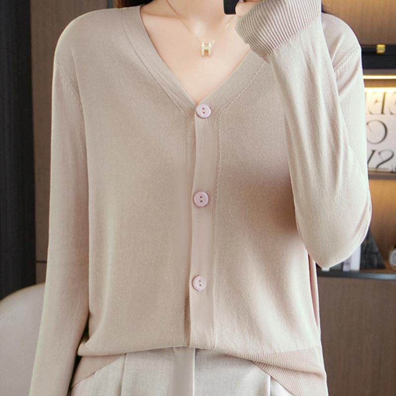 

IHUASU Летний тонкий длинный рукав Ice Silk трикотажный женский кардиган куртка Солнцезащитная рубашка с кондиционером рубашка с юбкой V-образный вырез верхняя одежда топы XXL миндальный