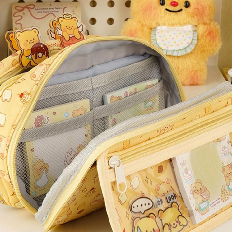 Cartoon Bear Pencil Case Large Capacity Storage Bag Aesthetic Pen Bag Lovely Pencil Pouch School Office Supplies