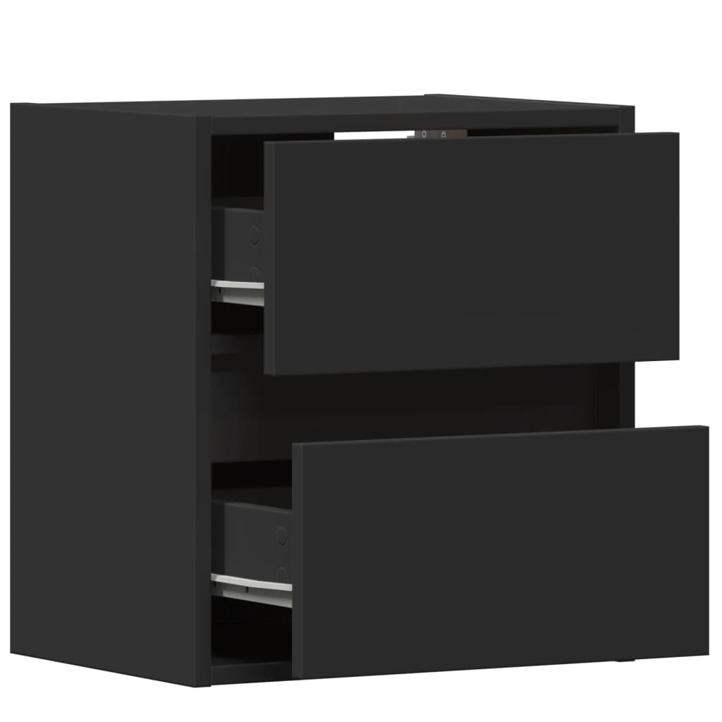 TV Wall Cabinets with LED Lighting 2 Pcs Black 41 X 31 X 45 Cm