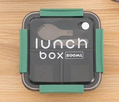 800/1100ml Plastica Porta Pranzo a Scomparti Microonde Sicuro Porta Bento con Posate Contenitore per Alimenti per Studente Lavoratore Stoviglie