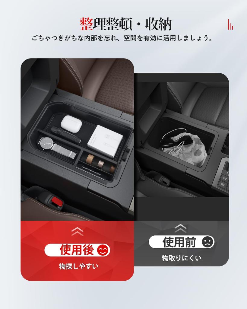 ASZSK Toyota Land Cruiser 250 Exclusive Console Box Top and Bottom Set Land Cruiser Exclusive Storage Box Large Capacity Small Item Storage Mat Easy