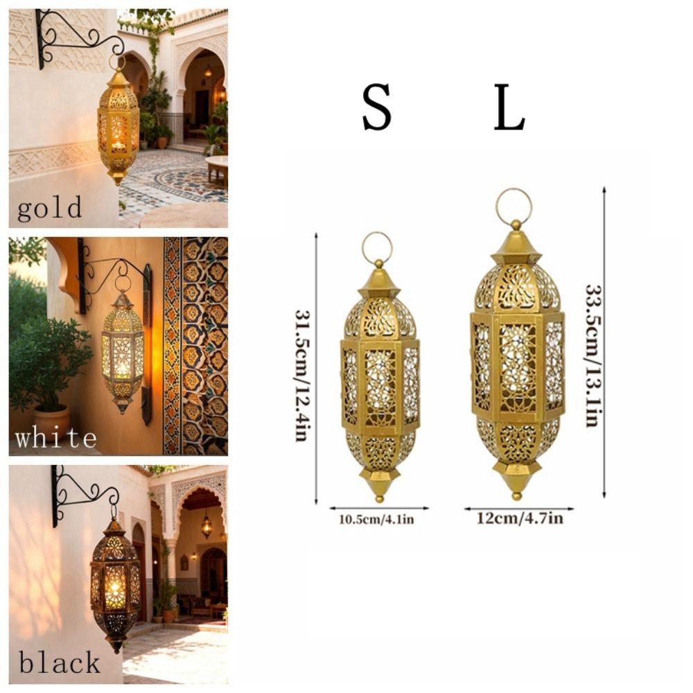 Metal Frame Metal Hollow Lantern Luxury Candle Lantern Wind Lamp Candle Holder  Living Room