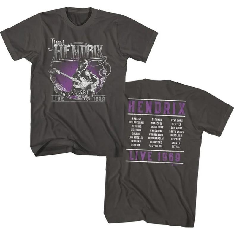 Vintage 1969 Jimi Hendrix Live 1969 Smoke T-shirt size S-5XL XXXL