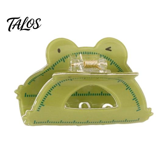 Childlike Stationery Hair Claw Thick Built-in Spring Claw, Transparent Soft Acrylic Shower with Frog Shaped Curved Anti-Slip Teeth, Cartoon Style Clip