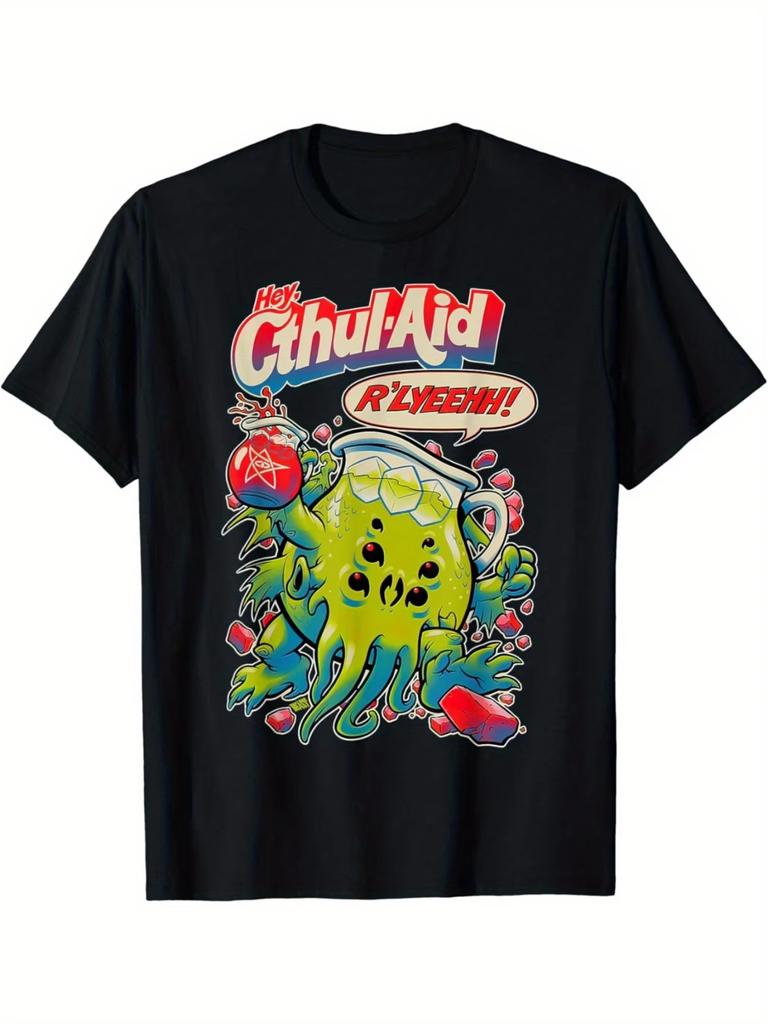 Kawaii Cthulhu Men and Momen Tee Cute Anime Graphic Tshirt Male Harajuku Streetwear Tops Summer Oversize Streetwear Ropa Hombre