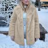 Women's Fashionable Warm Long Sleeve  Solid Color Furry Collar Coat