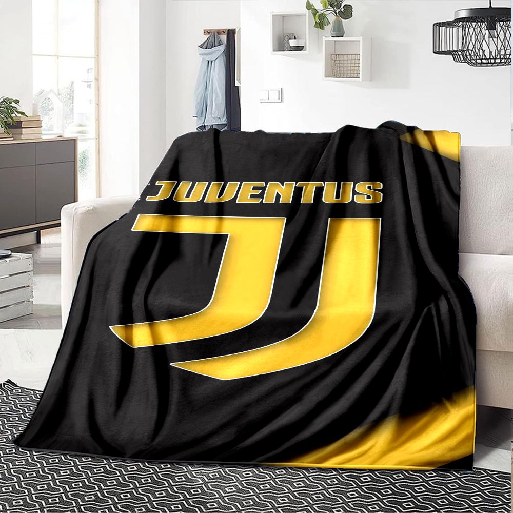 Decke mit Juventus Fußballclub Thema Aufdruck - Perfekt für Sofa, Bett, Reisen & Outdoor | Maschinenwaschbar, Gemütlich & Langlebig.