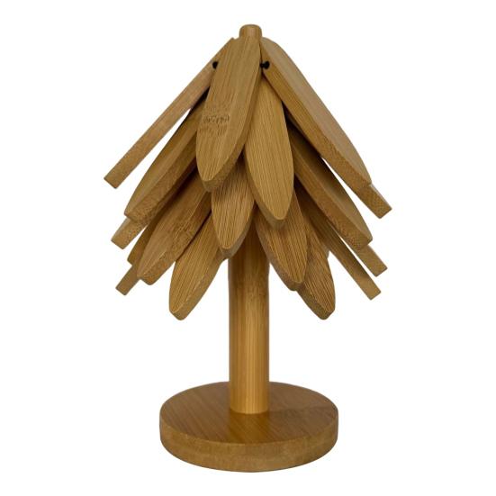 3/4/5Pcs Placemat Christmas Tree Design Bamboo Table Cushion Coaster Set High Temperature Resistant Insulation Mat