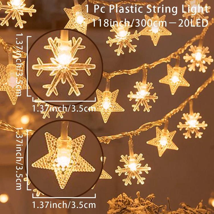 Christmas Tree Snowflake LED String Lights Banner Christmas Decoration 2025 for Home Navidad Xmas Tree Decor Fairy Light Pendant