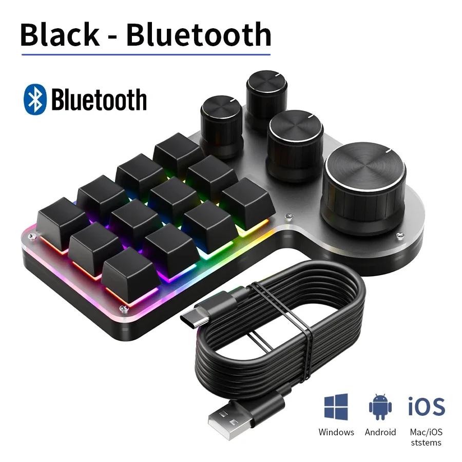Programming Custom Macro Keyboard RGB Wired/Bluetooth/2.4G Optional 12 Keys 4 Knob For Gaming Keypad Mechanical Hotswap Macropad