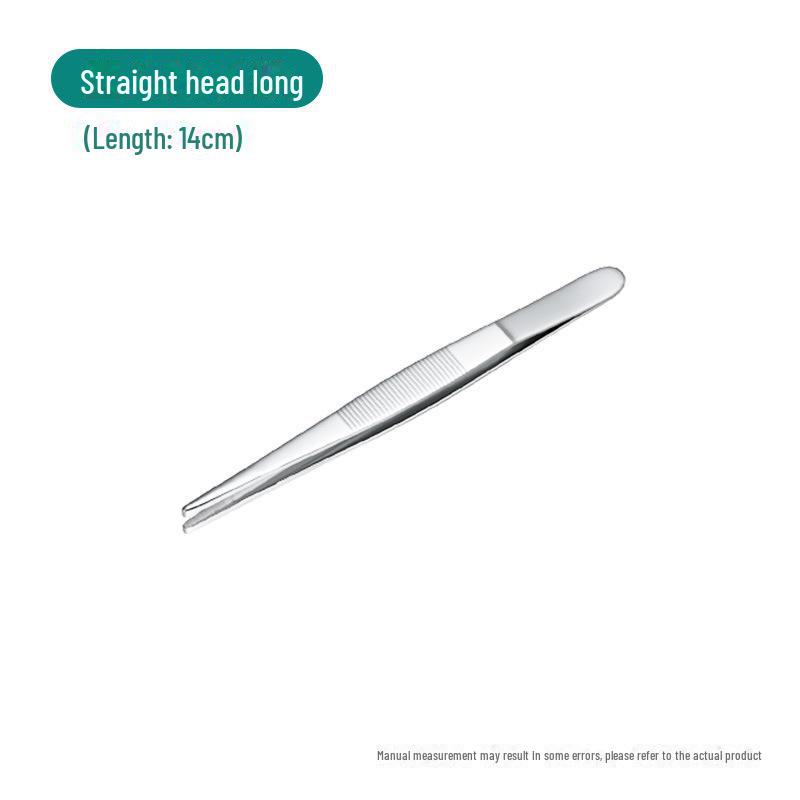 Silver Stainless Steel Non-Slip Tea Tweezers with Extended, Thickened Teeth