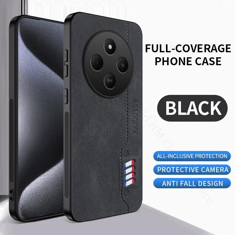 

For Redmi 14C Luxury Sheep Nappa Leather Phone Case For Redmi 14R 14C Soft Bumper Shockproof Phone Back Cover For Redmi A5 Funda For Redmi 14C чёрный