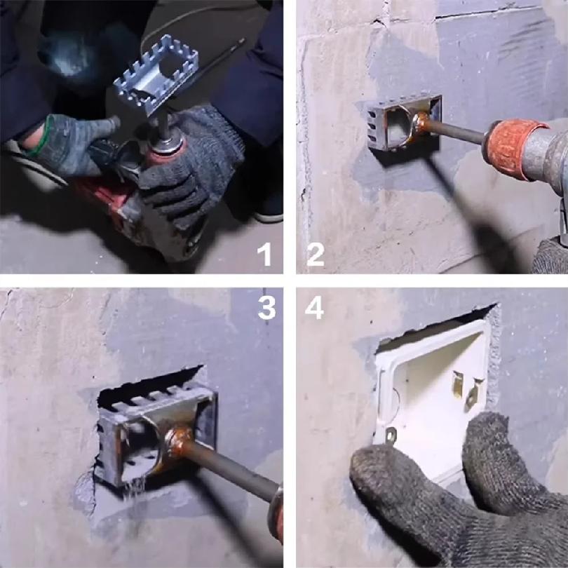 Square Hole Opener for SDS Plus Rotary Hammer Fast Wall Square Hole Puncher for Electrical Box Wall Slotting Installation Socket