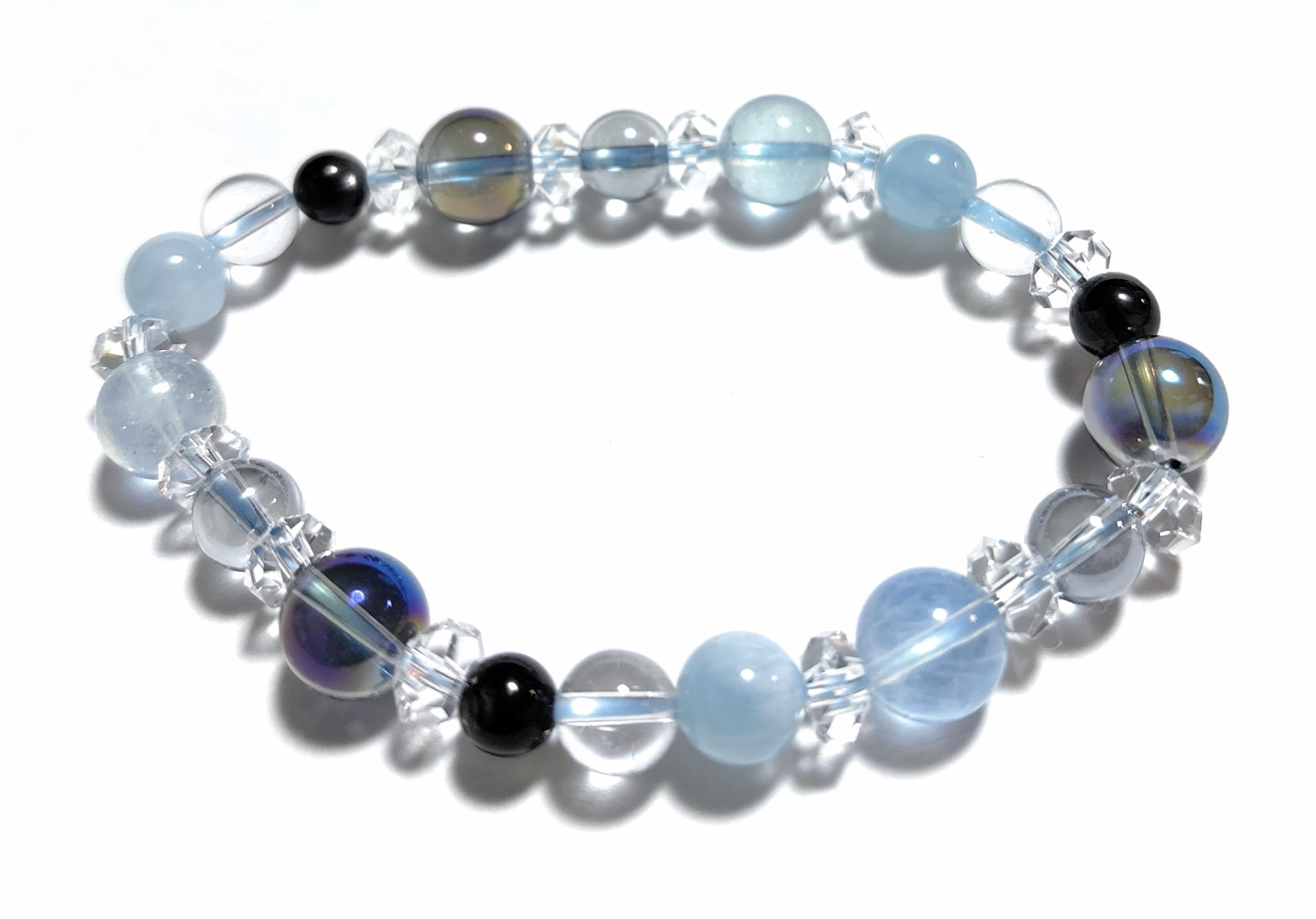 

Браслет из натурального камня Power Stone Aquamarine Cosmo Aura Blue Aura Iolite Crystal Inner Сделано в Японии [Malline Marine] Окружность/приблизительно. 17,5-18см