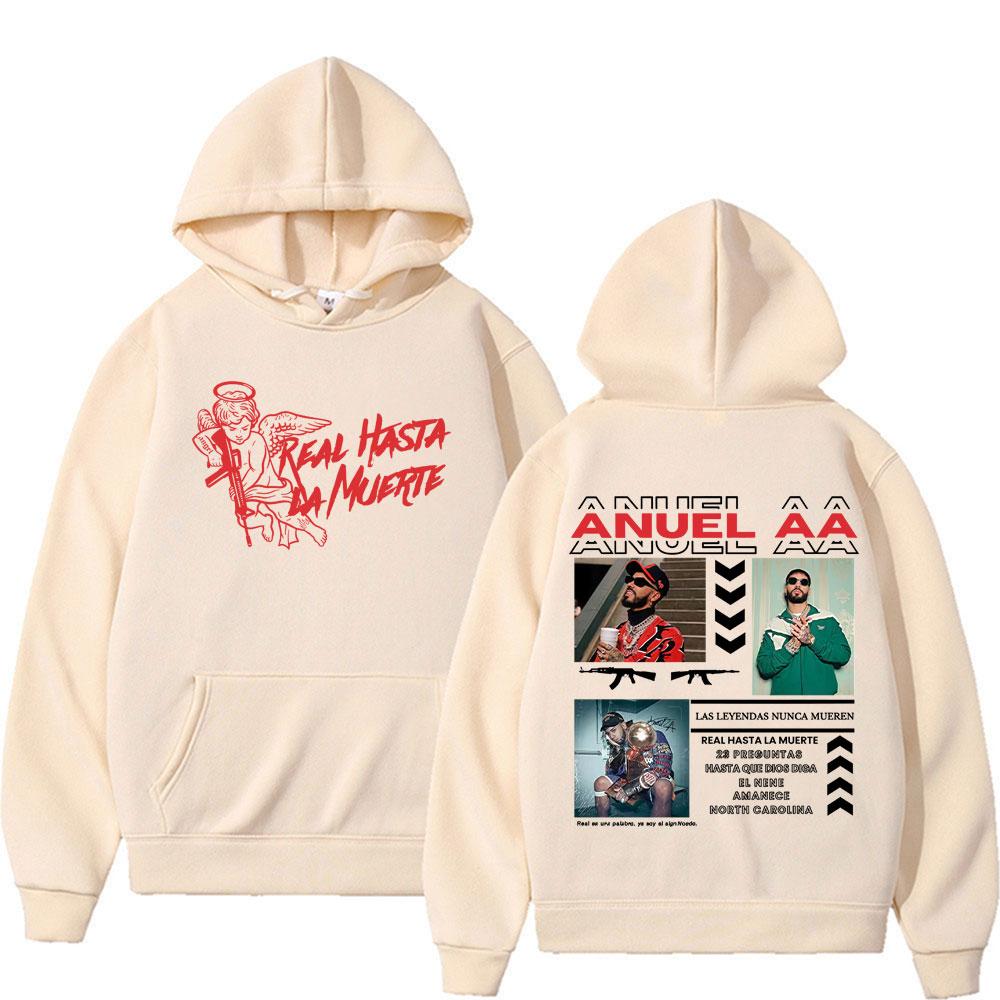 Rapper Anuel AA Real Hasta La Muerte Neuer Stil Sweatshirt Herrenbekleidung Mode Straße Hip Hop Vintage Hoodie Übergroße Hoodies