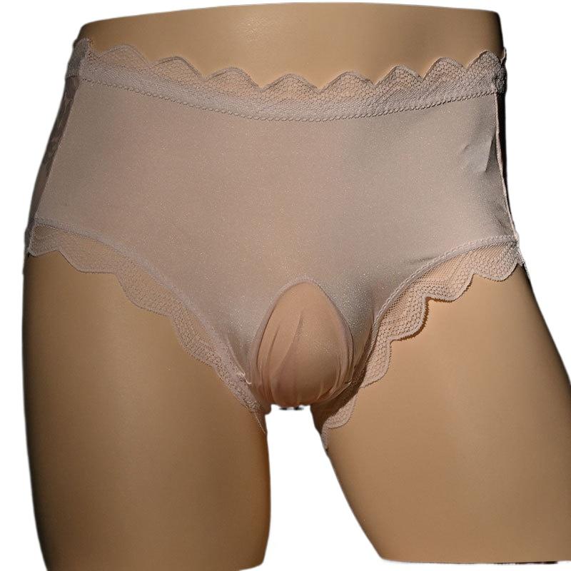 Sissy Lingerie For Men Sexy Pouch Penis Sheath Panties Lace Hollow Mesh Transparent Low Rise Transparent Gays Briefs