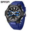 Sanda Men's Trendy Outdoor Sports Watch - Waterproof, Luminous, Multifunctional with Dual Display & Alarm.