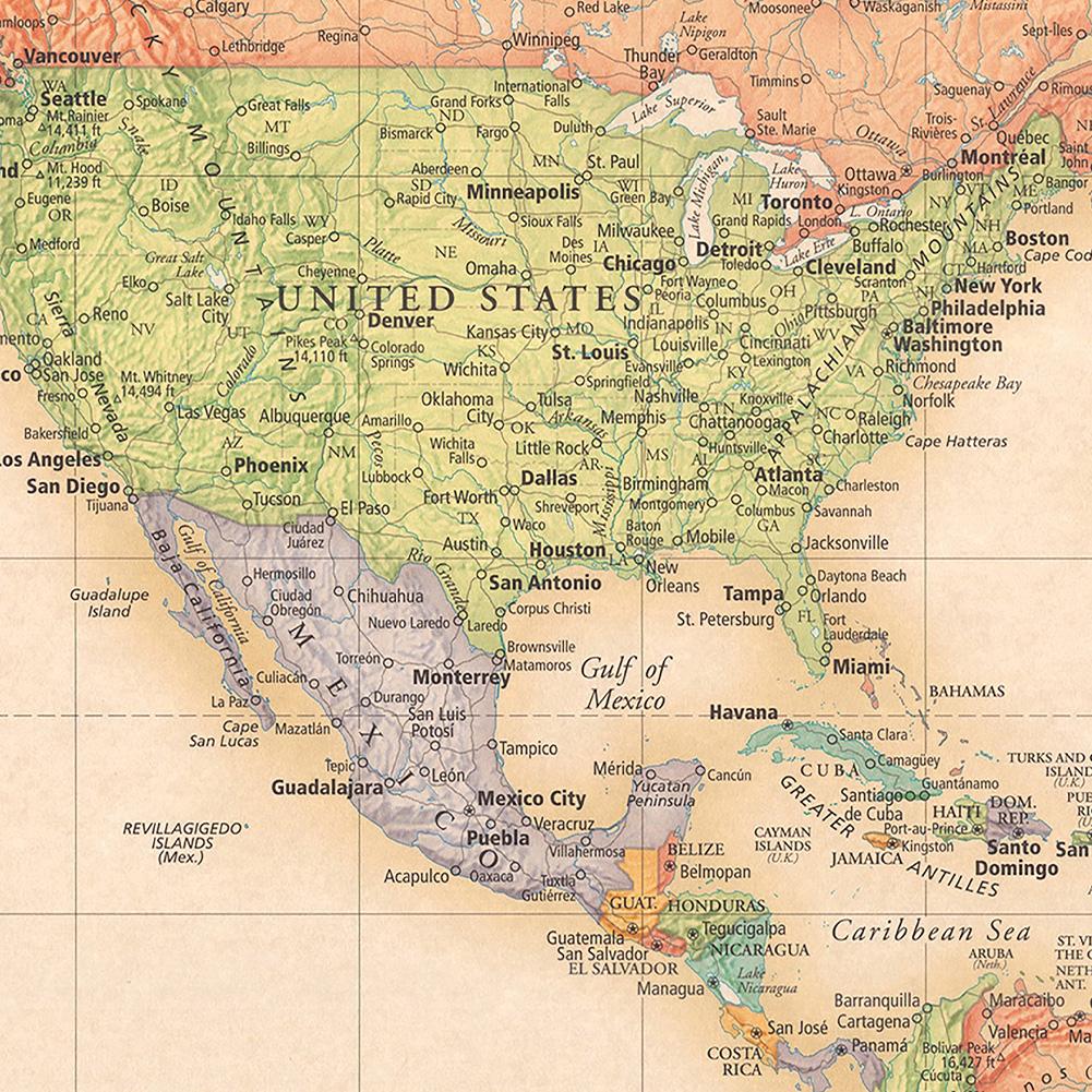 Weltkarte Wandbehang, Vintage Bildungsdeko, Horizontales Design für Klassenzimmer, Studentenwohnheim & Heimdeko, Weltkarte Wanddeko, Klassenzimmerdekoration