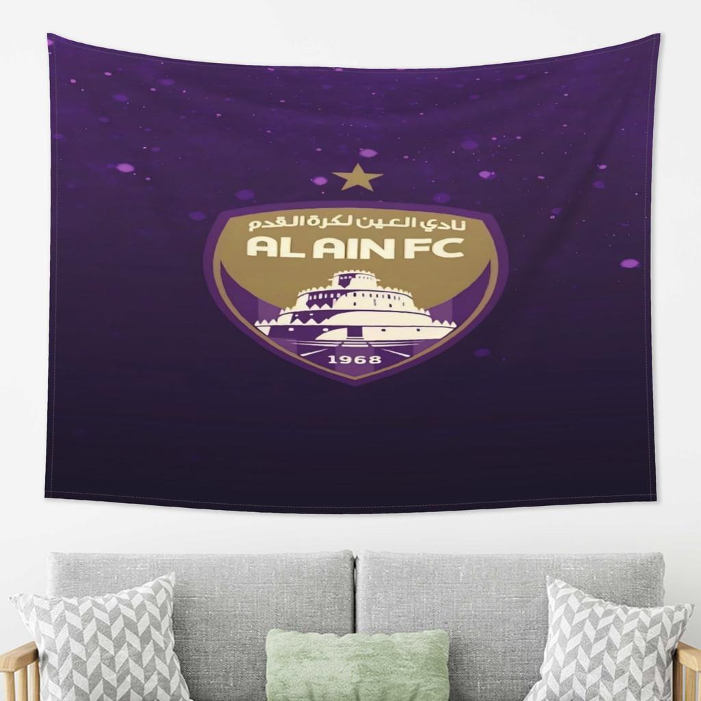 Al Ain FC Team Tapestry  Purple  Golden Printed Wall Hanging with Ship Design Perfect for Living Room Bedroom Office Decor