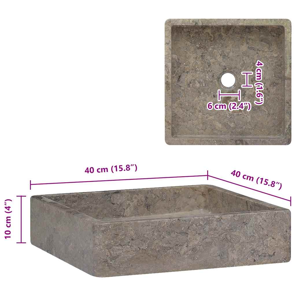 Grey Washbasin 40 X 40 X 10 Cm Marble