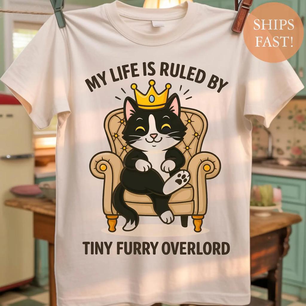 Funny Tuxedo Cat Overlord T Shirt Mom Dad Vintage Homme Comfortable Stylish Unisex Fashion Breathable Soft Slightly