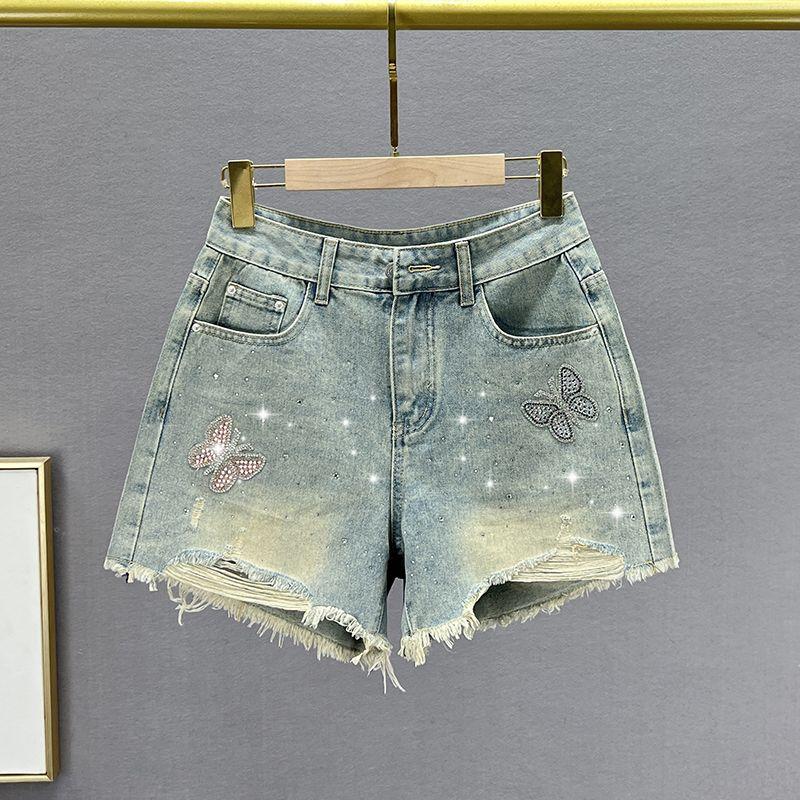 

Denim Shorts High Waist Silm Slim Looking Old Hot Drilling Nostalgic blue 1110 EUR28