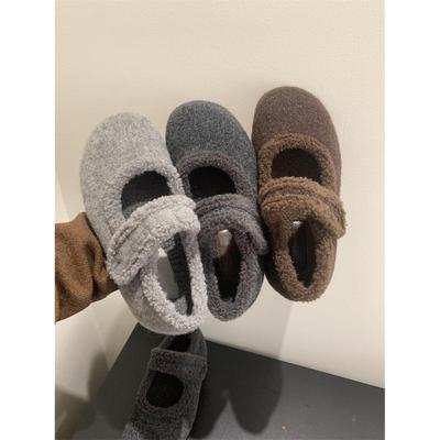Thick-soled Inner Height-increasing Fluffy Shoes Women's Shoes Autumn and Winter Retro Plush Warm Mary Jane Cotton Shoes