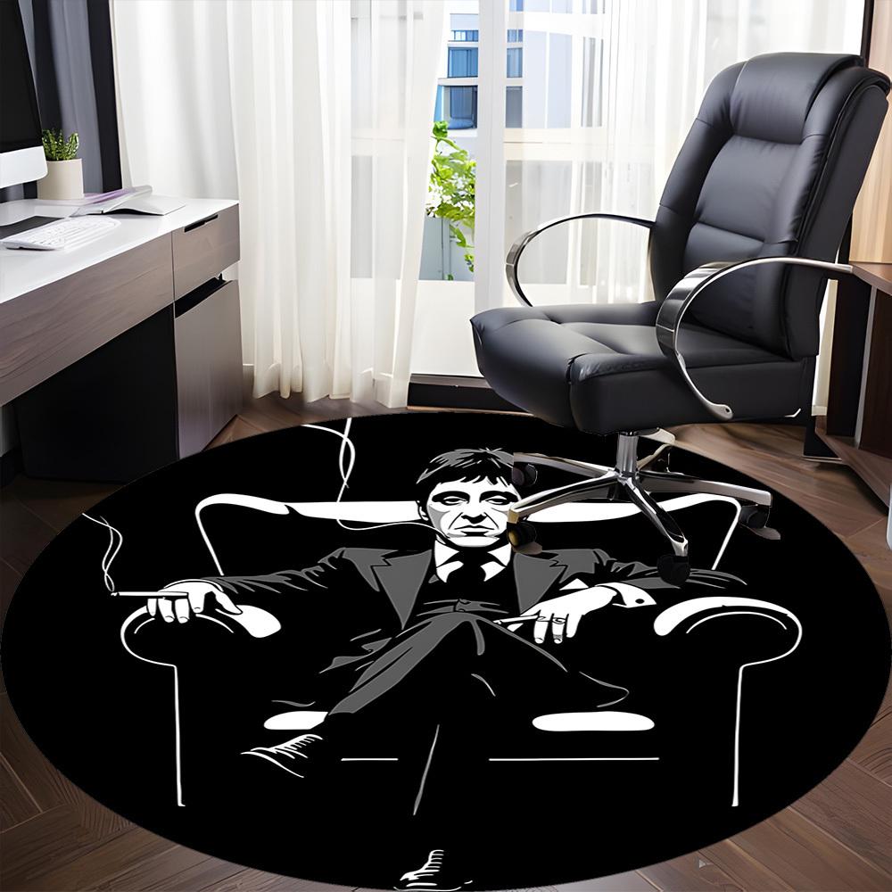 1pc Scarface Carpet, Round Non-Slip Durable Large Size Office Carpet, Suitable for Office, Beautiful Decoration