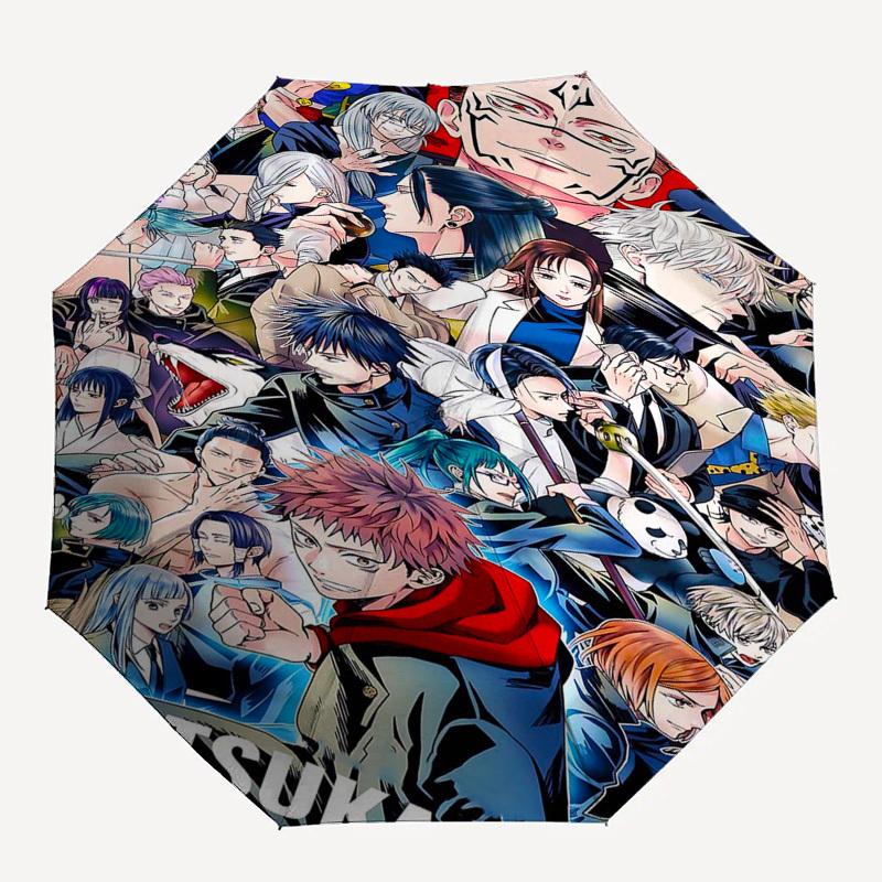 1pc Jujutsu Kaisen Character Collage Umbrella Automatic Opening & Closing, Foldable Design, Iron Frame, Outdoor Use, Perfect Gift for Fans, Travelers,