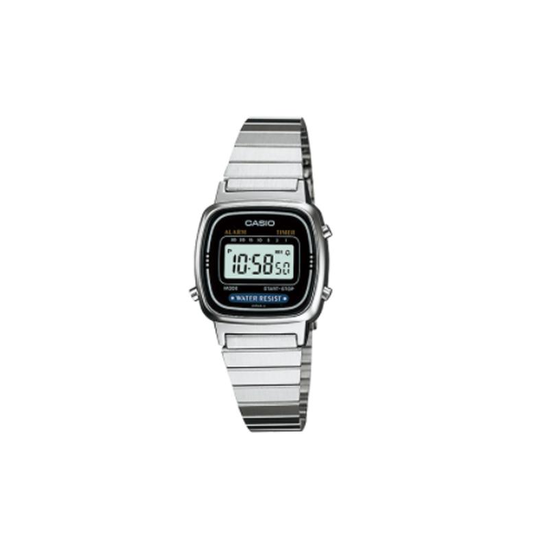 

Casio CASIOYOUTH series - small metal squares, classic small silver nuggets, LCD display, electronic movement, Japanese and Korean watches, LA670WD-1 чёрный