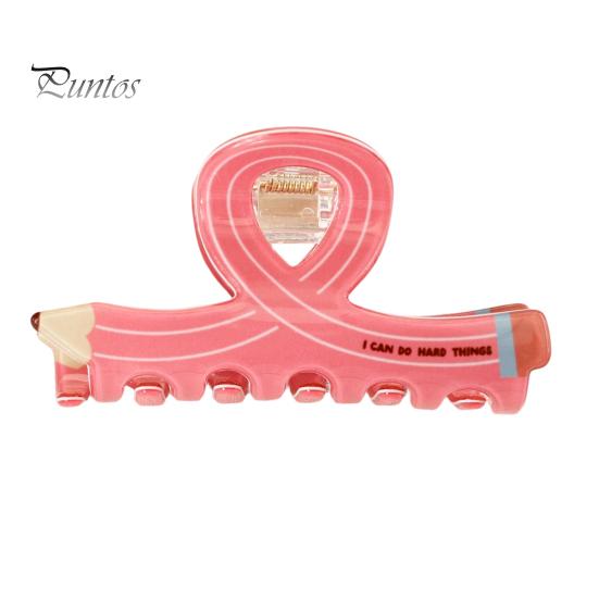 Scissors Rulers Design Hair Claw Thick Built-in Spring Claw, Transparent Soft Acrylic Shower with Office Accessories Curved Anti-Slip Teeth,