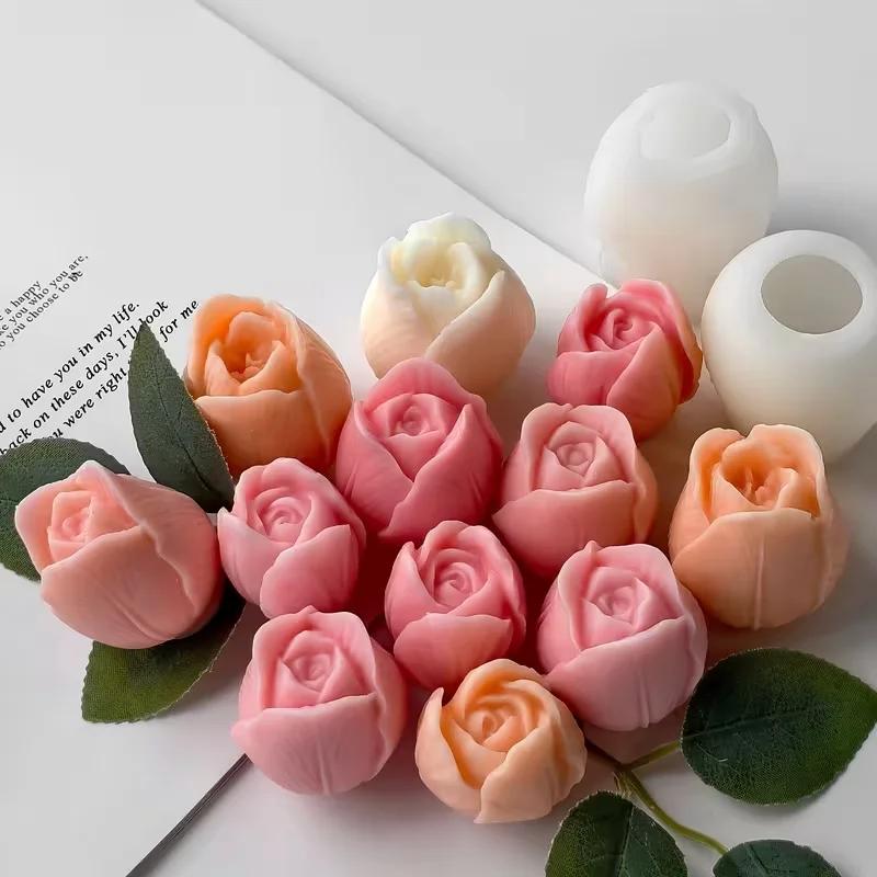 A Top Quality DIY Flowers Tulip Silicone Mold Handmade Scented Candle Plaster Resin Molds Homemade Cookies Chocolate Candy